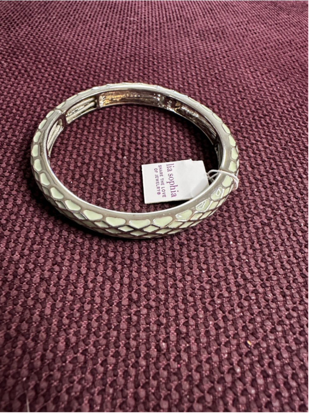 lia sophia Beige and Silver Bangle Bracelet